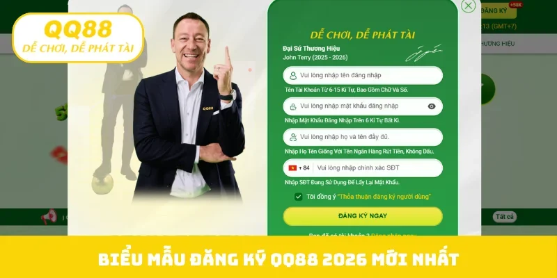 Biểu mẫu đăng ký QQ88 2026 mới nhất