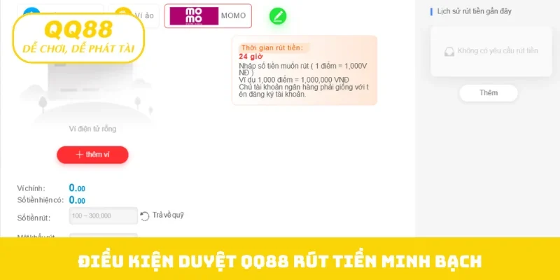 Điều kiện duyệt QQ88 rút tiền minh bạch