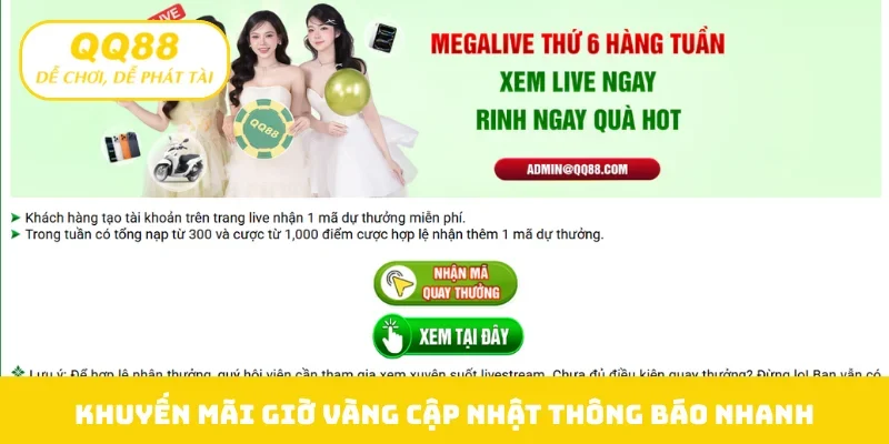 Khuyến mãi giờ vàng cập nhật thông báo nhanh