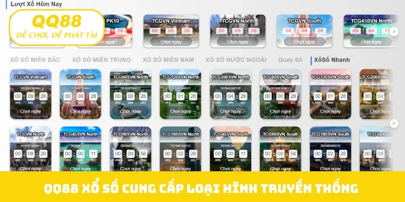 QQ88 xổ số cung cấp loại hình truyền thống